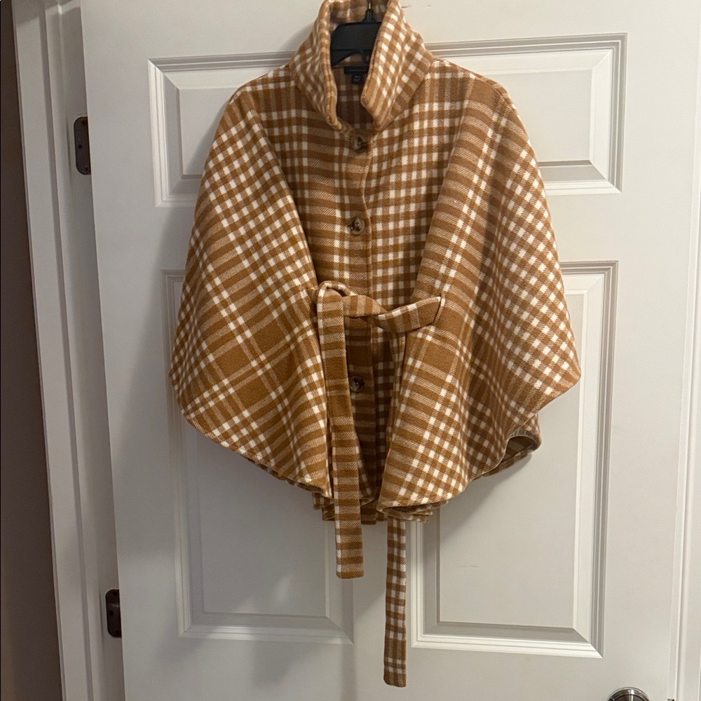 Ann Taylor Brown Plaid Cape